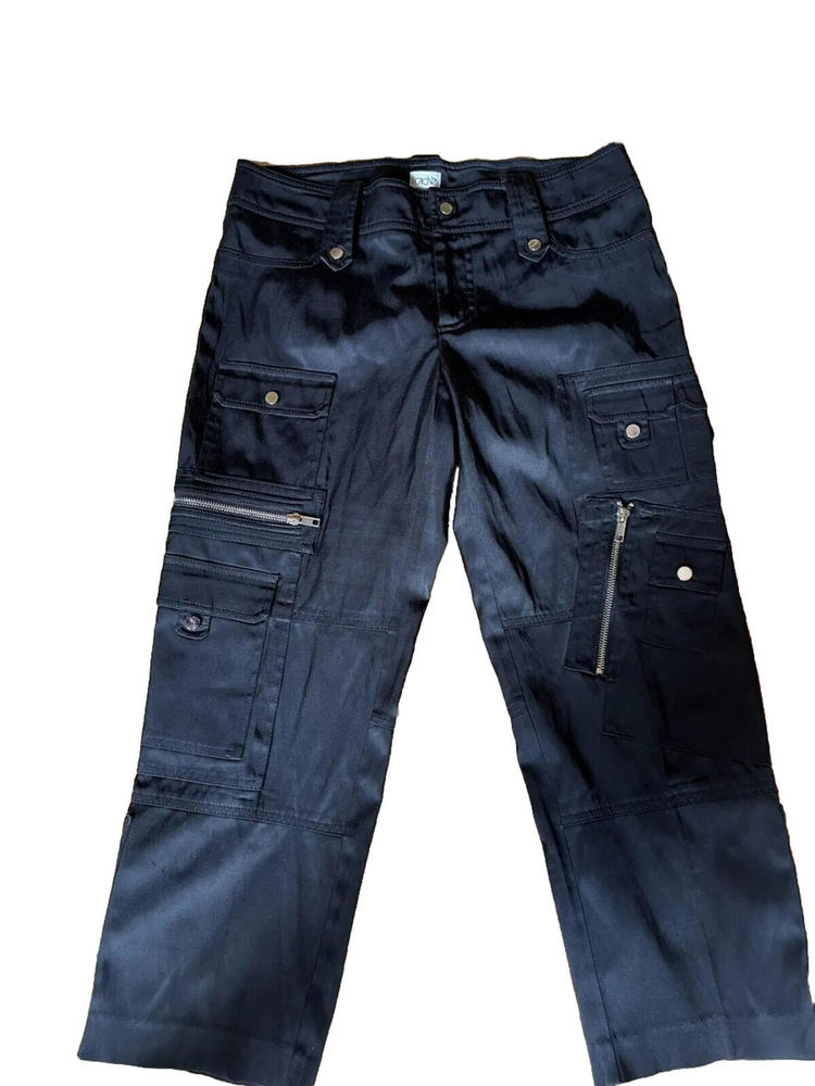 Designer Cache - Size 4 Utility Black Satin Pants